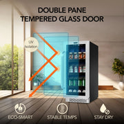 Whynter BBR-838SB 15” Built-In Beverage Refrigerator – 128 Can Stainless Steel Undercounter Fridge with Glass Door, Lock & LED Lighting Whynter