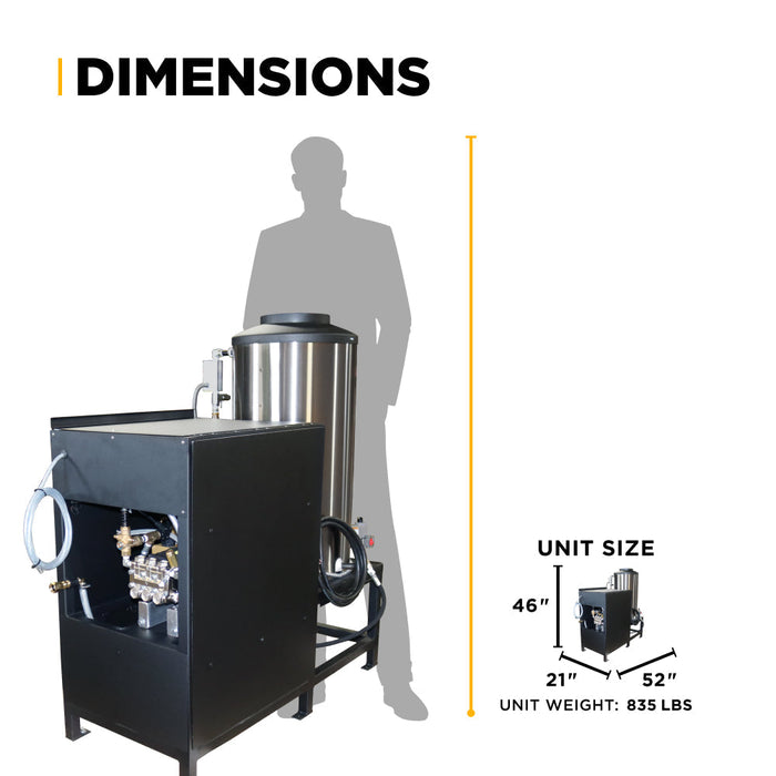 BEPowerEquipment 3,000 PSI 5.0 GPM Hot Water Electric Pressure Washer with 10 HP Baldor Motor and General Triplex Pump- 67HD