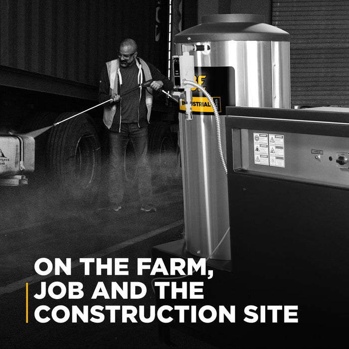 BEPowerEquipment 3,000 PSI 5.0 GPM Hot Water Electric Pressure Washer with 10 HP 460 Volt Baldor Motor and General Triplex Pump- 67HD-3-460