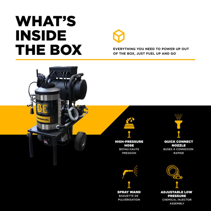 BEPowerEquipment 1,000 PSI 2.0 GPM Hot Water Electric Pressure Washer with Comet Triplex Pump - 1250