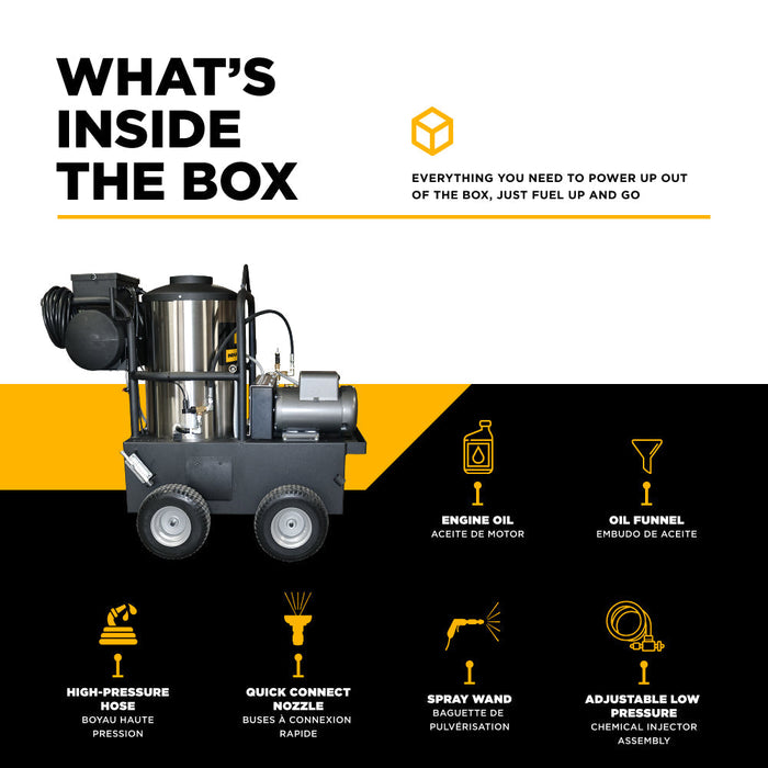 BEPowerEquipment 1,000 PSI 2.2 GPM Hot Water Electric Pressure Washer with General Triplex Pump -  15-281