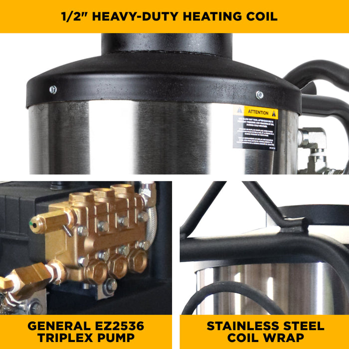 BEPowerEquipment 1,000 PSI 2.2 GPM Hot Water Electric Pressure Washer with General Triplex Pump -  15-281