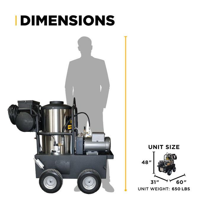 BEPowerEquipment 2,300 PSI 4.0 GPM Hot Water Electric Pressure Washer with General Triplex Pump -  15-423