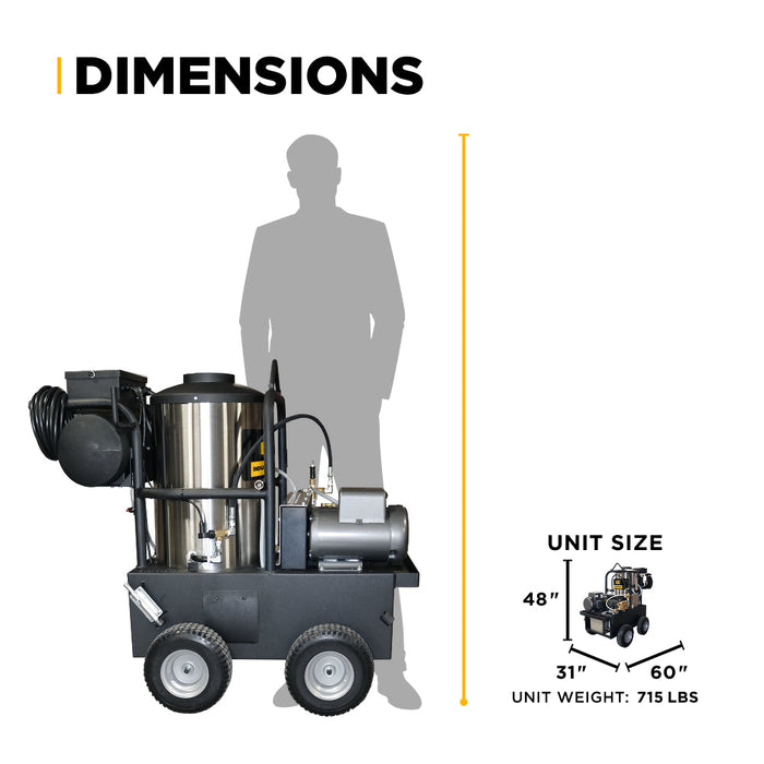 BEPowerEquipment 3,000 PSI 5.0 GPM Hot Water Electric Pressure Washer with General Triplex Pump -  15-530