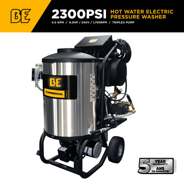 BEPowerEquipment 2,300 PSI 4.0 GPM Hot Water Electric Pressure Washer with Comet Triplex Pump - 42-6