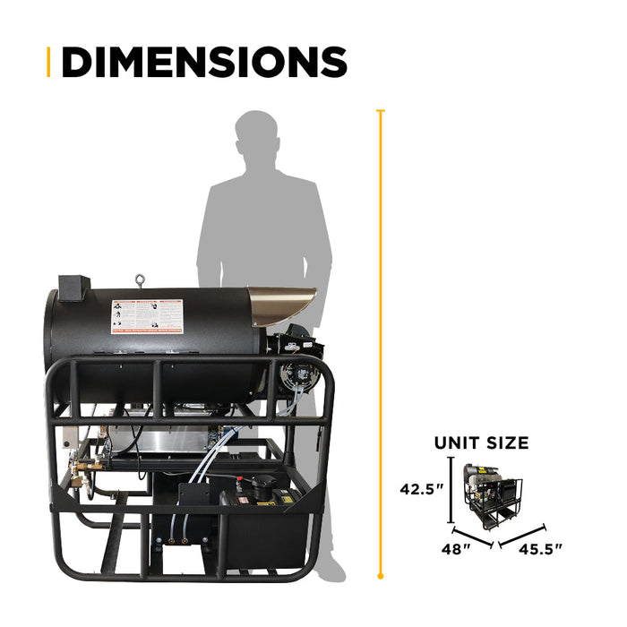 BEPowerEquipment 3,500 PSI 5.2 GPM Hot Water Diesel Pressure Washer Skid with General Triplex Pump - 5640DG