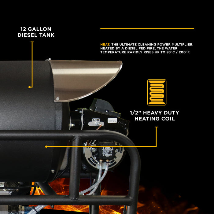 BEPowerEquipment 3,500 PSI 8 GPM Hot Water Diesel Pressure Washer Skid with General Triplex Pump - 5835DG