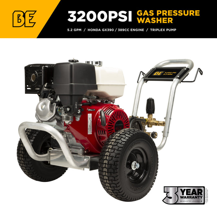 BEPowerEquipment 3,200 PSI 5.2 GPM Cold Water Gas Pressure Washer - B3213HABCS