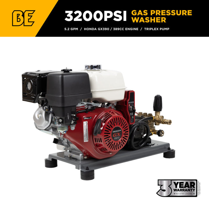 BEPowerEquipment 3,200 PSI 5.2 GPM Cold Water Gas Pressure Washer - B3213HETBCS