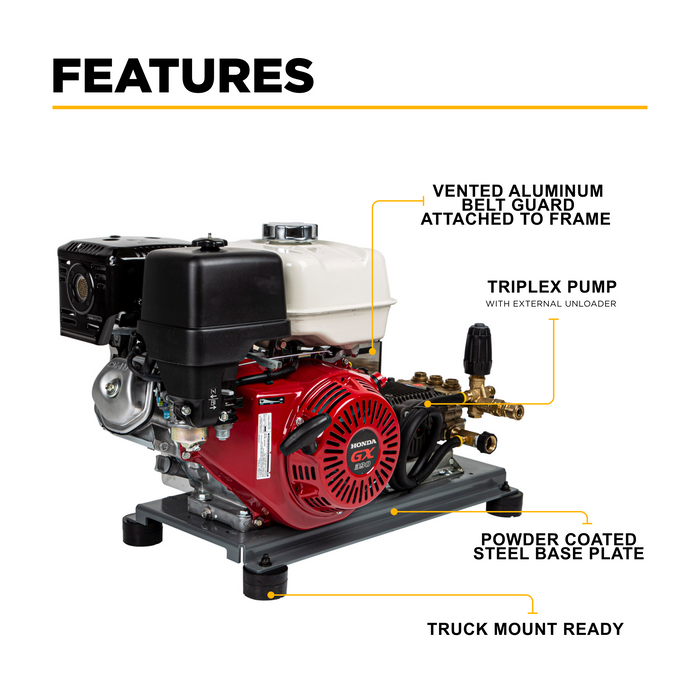 BEPowerEquipment 3,200 PSI 5.2 GPM Truck Mount Cold Water Gas Pressure Washer - B3213HTBCS