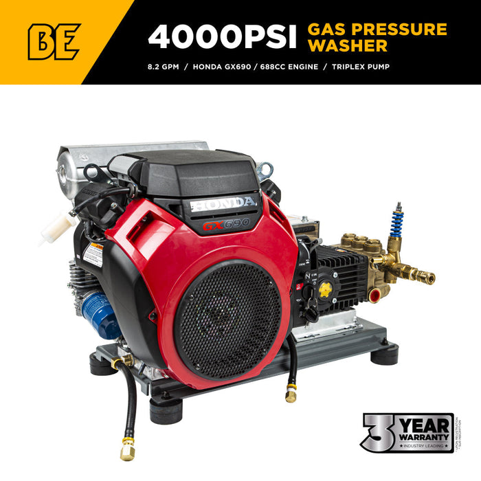 BEPowerEquipment 4,000 PSI 8.2 GPM Cold Water Gas Pressure Washer - B4024HETBGS