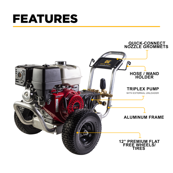 BEPowerEquipment 4,200 PSI 4.2 GPM Cold Water Gas Pressure Washer - B4213HABGS