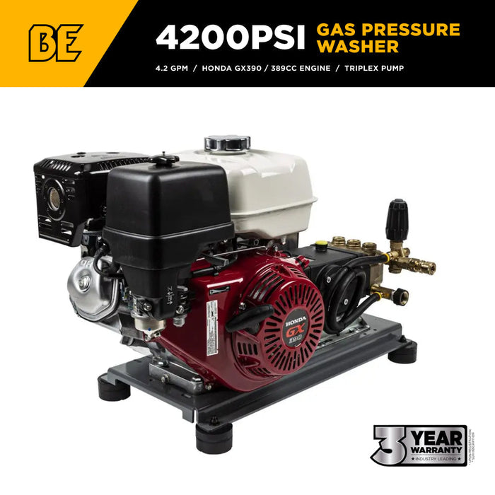 BEPowerEquipment 4,200 PSI 4.2 GPM Truck Mount Cold Water Gas Pressure Washer - B4213HTBGS