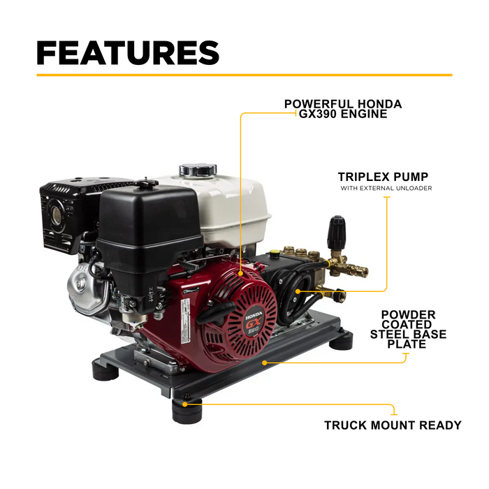 BEPowerEquipment 4,200 PSI 4.2 GPM Truck Mount Cold Water Gas Pressure Washer - B4213HTBGS