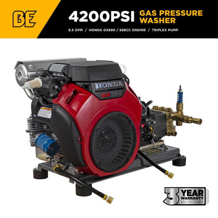 BEPowerEquipment 4,200 PSI 8.5 GPM Cold Water Gas Pressure Washer - B4224HETBAS