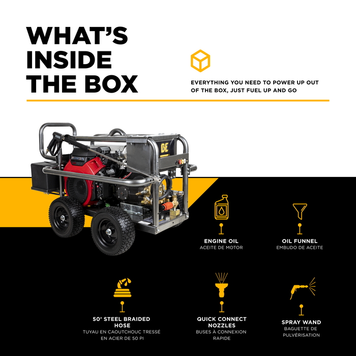 BEPowerEquipment 5,000 PSI 5.0 GPM Cold Water Gas Pressure Washer - PE-5024HWEBCOM