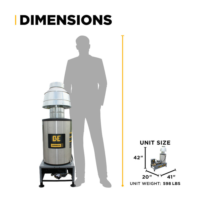 BEPowerEquipment 2,500 PSI 3.5 GPM 5.0 HP Electric Hot Water Pressure Washer with Baldor Motor and AR Triplex Pump - HW255E1CNG