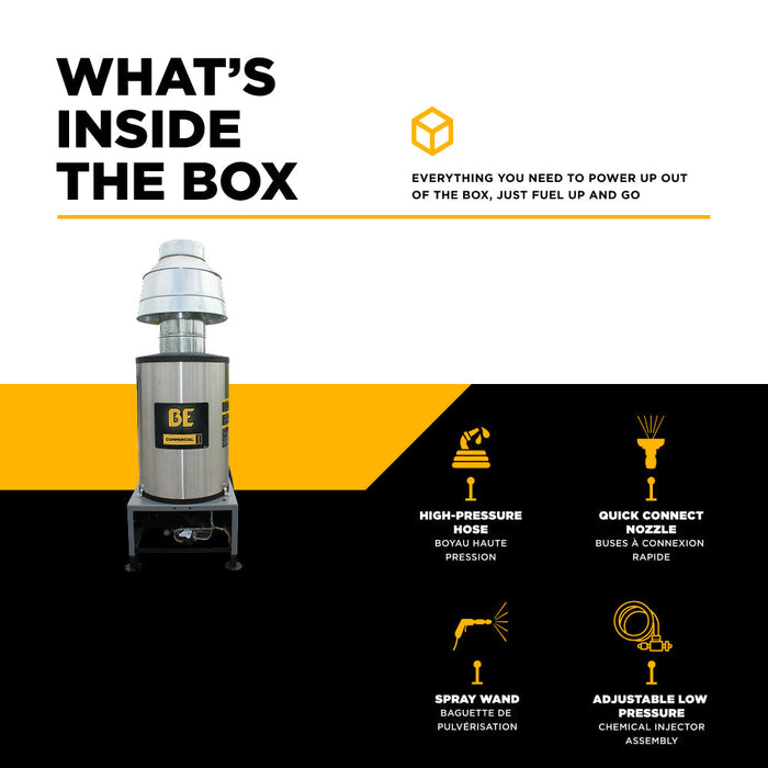 BEPowerEquipment 2,500 PSI 3.5 GPM 5.0 HP Electric Hot Water Pressure Washer with Baldor Motor and AR Triplex Pump - HW255E1CNG