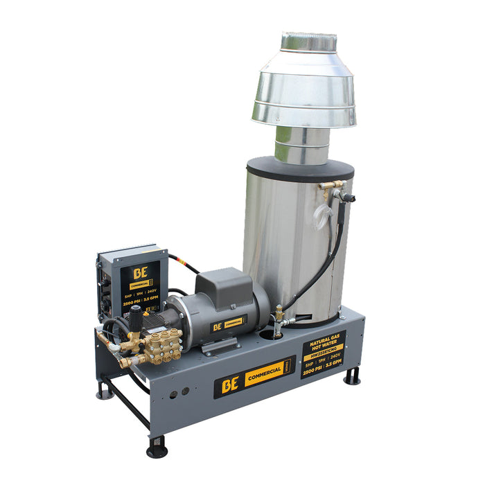 BEPowerEquipment 2,500 PSI 3.5 GPM 5.0 HP Hot Water Pressure Washer with Baldor Motor and AR Triplex Pump - HW255E3CNG