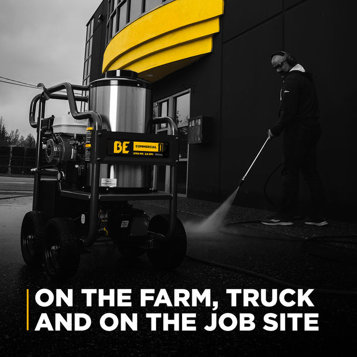 BEPowerEquipment 3,000 PSI 3.0GPM Hot Water Pressure Washer with Honda GX200 Engine and General Triplex Pump - HW2765HG