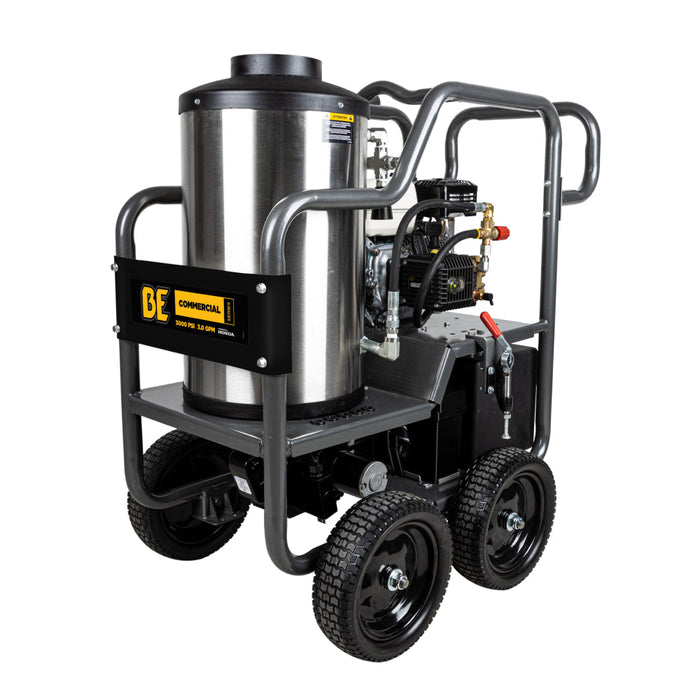 BEPowerEquipment 3,000 PSI 3.0GPM Hot Water Pressure Washer with Honda GX200 Engine and General Triplex Pump - HW2765HG