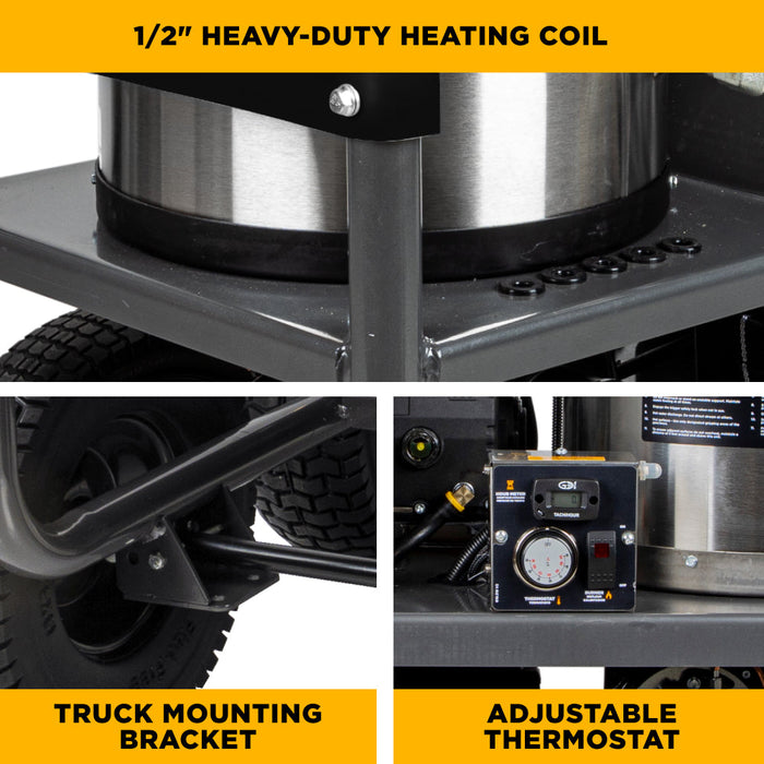BEPowerEquipment 4,000 PSI - 4.0 GPM Hot Water Pressure Washer with Honda GX390 Engine and Belt Driven General Triplex Pump - HW4013HBG