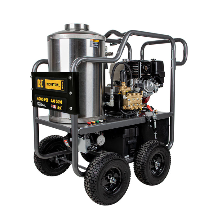 BEPowerEquipment 4,000 PSI - 4.0 GPM Hot Water Pressure Washer with Honda GX390 Engine and Belt Driven General Triplex Pump - HW4013HBG