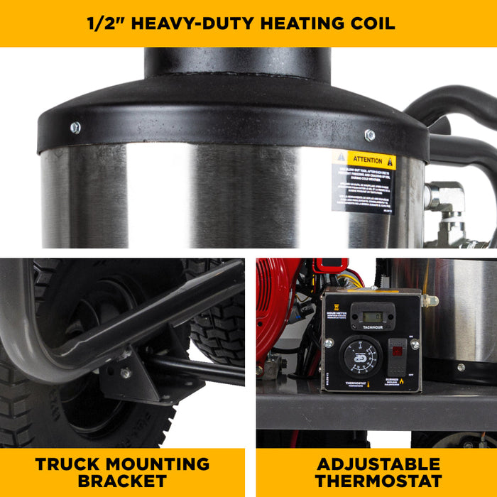 BEPowerEquipment 4,000 PSI - 4.0 GPM Hot Water Pressure Washer with Honda GX390 Engine and General Triplex Pump - HW4013HG