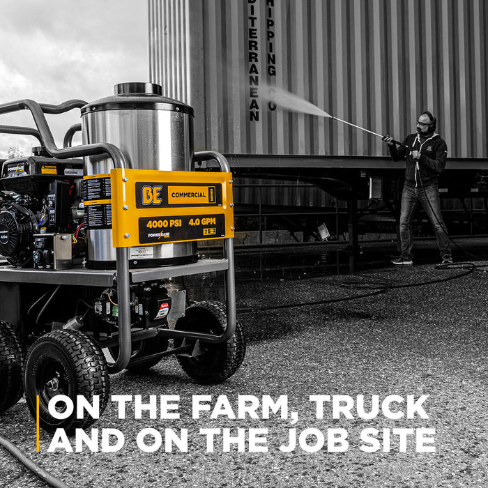 BEPowerEquipment 4,000 PSI - 4.0 GPM Hot Water Pressure Washer with Powerease 420 Engine and AR Triplex Pump - HW4015RA