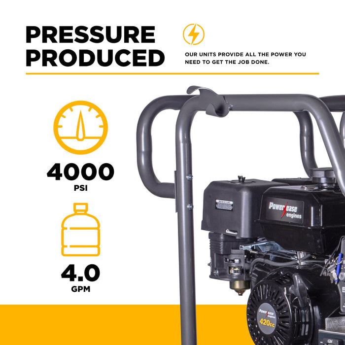 BEPowerEquipment 4,000 PSI - 4.0 GPM Hot Water Pressure Washer with Powerease 420 Engine and AR Triplex Pump - HW4015RA