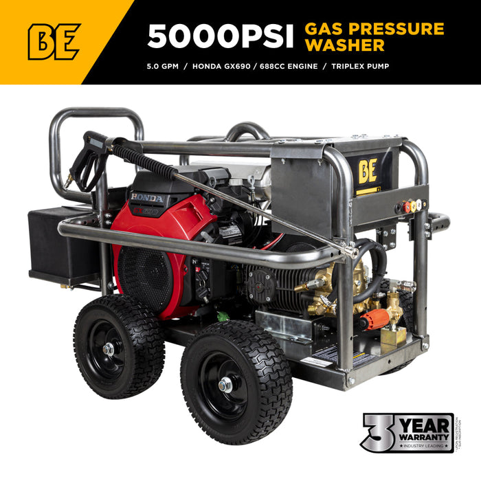 BEPowerEquipment 5,000 PSI 5.0 GPM Cold Water Gas Pressure Washer - PE-5024HWEBCOM