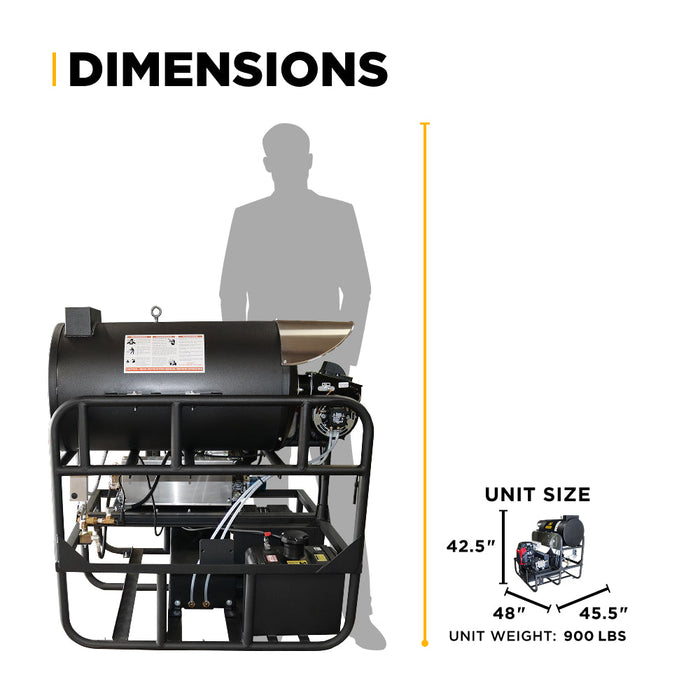BEPowerEquipment 3,000 PSI 10 GPM Hot Water Gas Pressure Washer Skid with General Triplex Pump - SE5815HHZGP