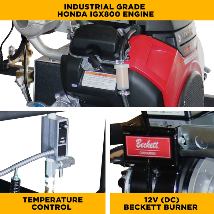 BEPowerEquipment 3,000 PSI 10 GPM Hot Water Gas Pressure Washer Skid with General Triplex Pump - SE5815HHZGP