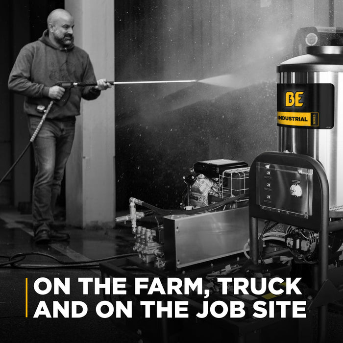 BEPowerEquipment 3,500 PSI 5.2 GPM Hot Water Skid Pressure Washer with General Triplex Pump - Z5535GPBDH