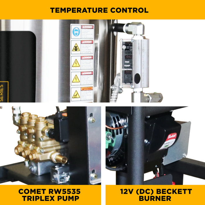 BEPowerEquipment 3,500 PSI 5.2 GPM Hot Water Skid Pressure Washer with Comet Triplex Pump - Z5535CPBDV