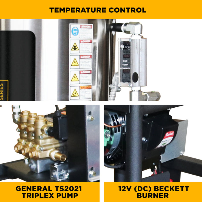 BEPowerEquipment 3,500 PSI 5.2 GPM Hot Water Skid Pressure Washer with General Triplex Pump - Z5535GPBDV