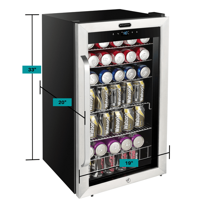 Whynter - Freestanding 121 can Beverage Refrigerator with Digital Control and Internal Fan | BR-1211DS