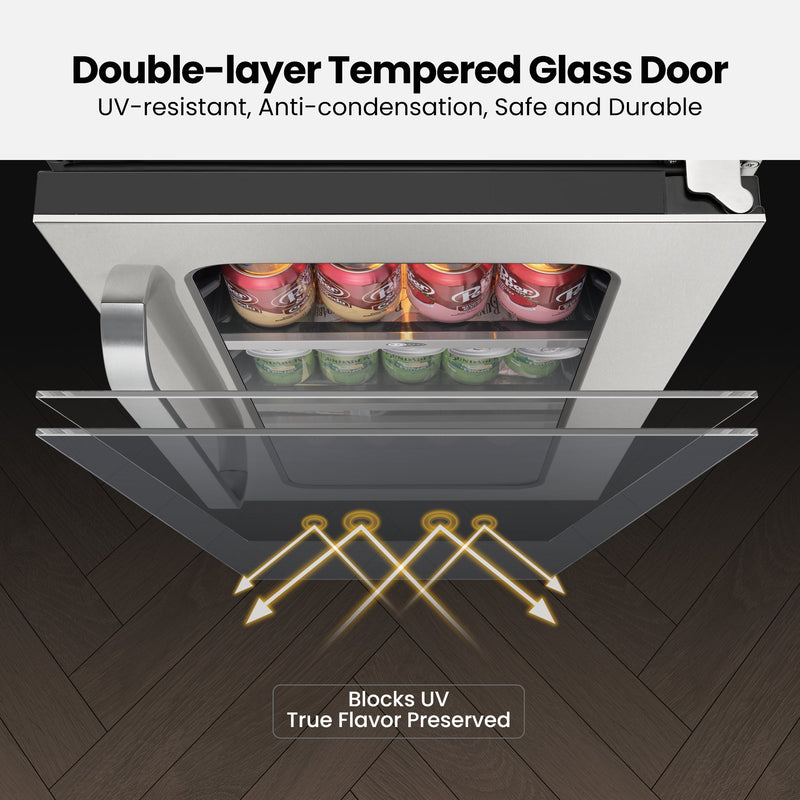 Whynter BSR-080SB 15” Built-In Beverage Refrigerator – 128 Can Stainless Steel Undercounter Fridge with Digital Control, Lock & LED Lighting Whynter