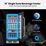 Whynter BSR-080SB 15” Built-In Beverage Refrigerator – 128 Can Stainless Steel Undercounter Fridge with Digital Control, Lock & LED Lighting Whynter