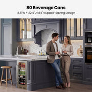 Whynter BSR-080SB 15” Built-In Beverage Refrigerator – 128 Can Stainless Steel Undercounter Fridge with Digital Control, Lock & LED Lighting Whynter