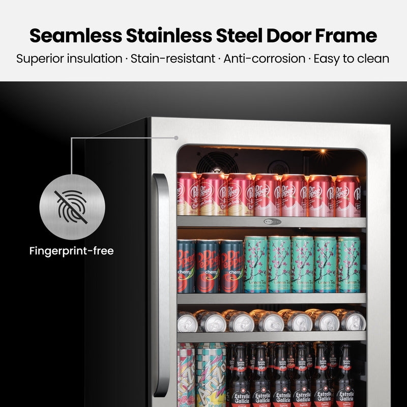 Whynter BSR-140SB 24” Built-In Beverage Refrigerator – 166 Can Stainless Steel Undercounter Fridge with Digital Control, Lock & LED Lighting Whynter