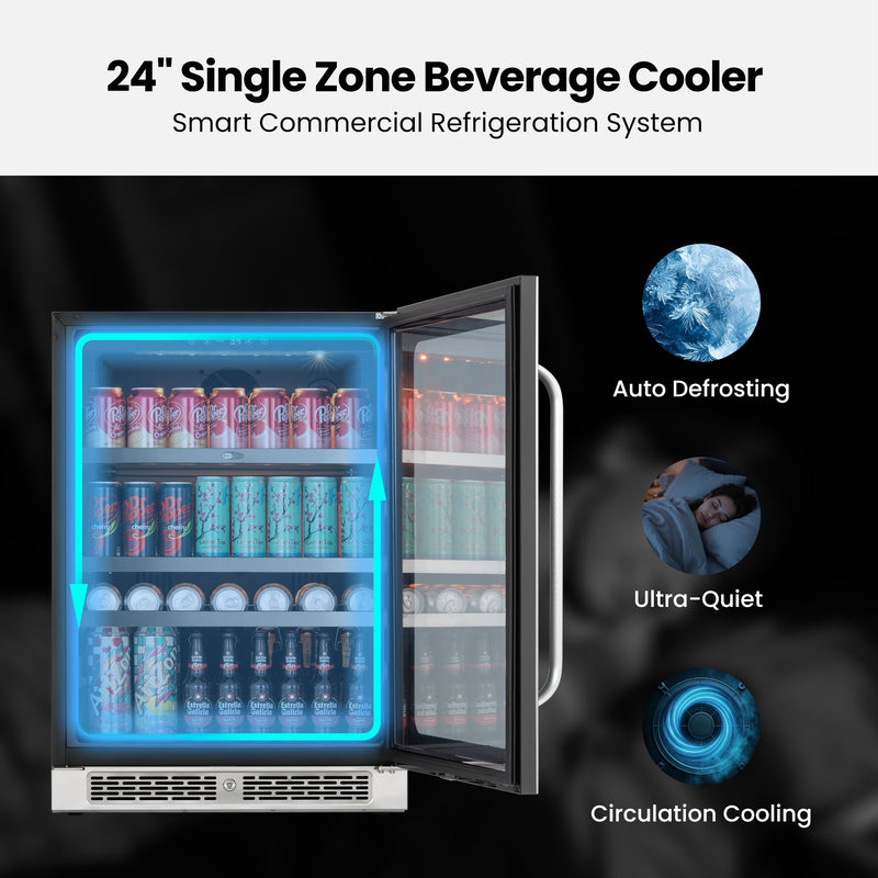 Whynter BSR-140SB 24” Built-In Beverage Refrigerator – 166 Can Stainless Steel Undercounter Fridge with Digital Control, Lock & LED Lighting Whynter