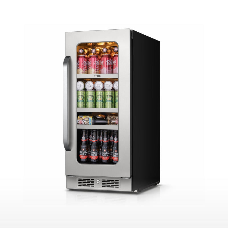 Whynter BSR-080SB 15” Built-In Beverage Refrigerator – 128 Can Stainless Steel Undercounter Fridge with Digital Control, Lock & LED Lighting Whynter