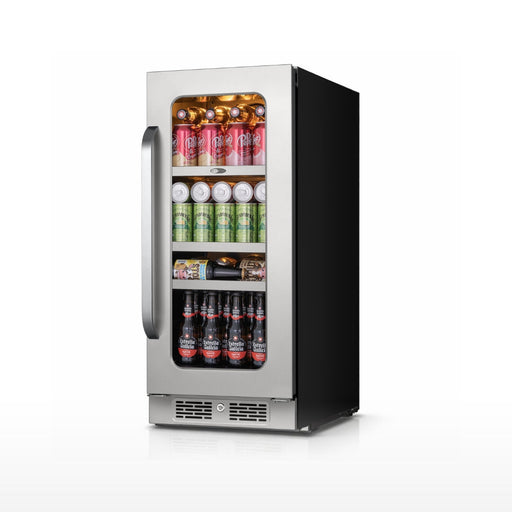 Whynter BSR-080SB 15” Built-In Beverage Refrigerator – 128 Can Stainless Steel Undercounter Fridge with Digital Control, Lock & LED Lighting Whynter
