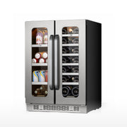 Whynter BSR-6020FDS 24” Built-In Dual Zone Wine & Beverage Refrigerator – 20 Bottles & 76 Cans, Stainless Steel Undercounter Fridge with Digital Control & Lock Whynter