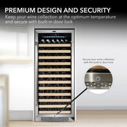 Whynter BWR-1002SD Single Zone 24 in. 100-Bottle Built-in Wine Cooler Fridge w/ Lock Stainless Steel with Display Rack and LED Display Whynter