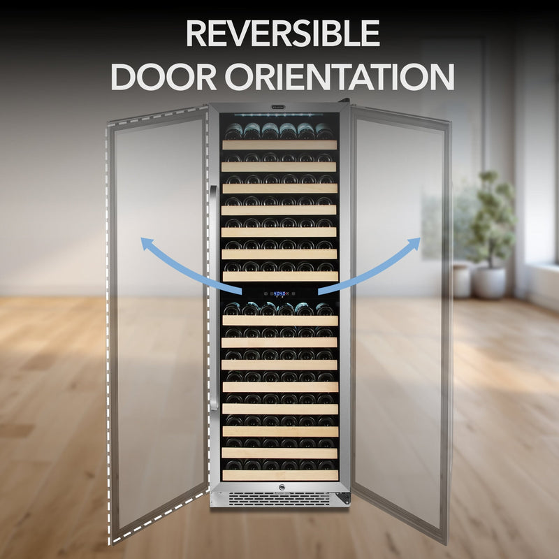 Whynter BWR-1642DZ 24 in. Dual-Zone 164-Bottle Wine Cooler Fridge with Display Rack Built-In Stainless Steel UV Protection Glass Door Whynter