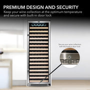 Whynter BWR-1662SD 24 in. Single-Zone 166-Bottle Wine Cooler Fridge with Display Rack Built-In Stainless Steel UV Protection Glass Door Whynter