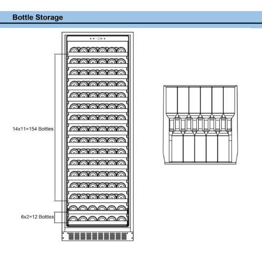Whynter - 166 Bottle Built-in Stainless Steel Compressor Wine Refrigerator | BWR-1662SD