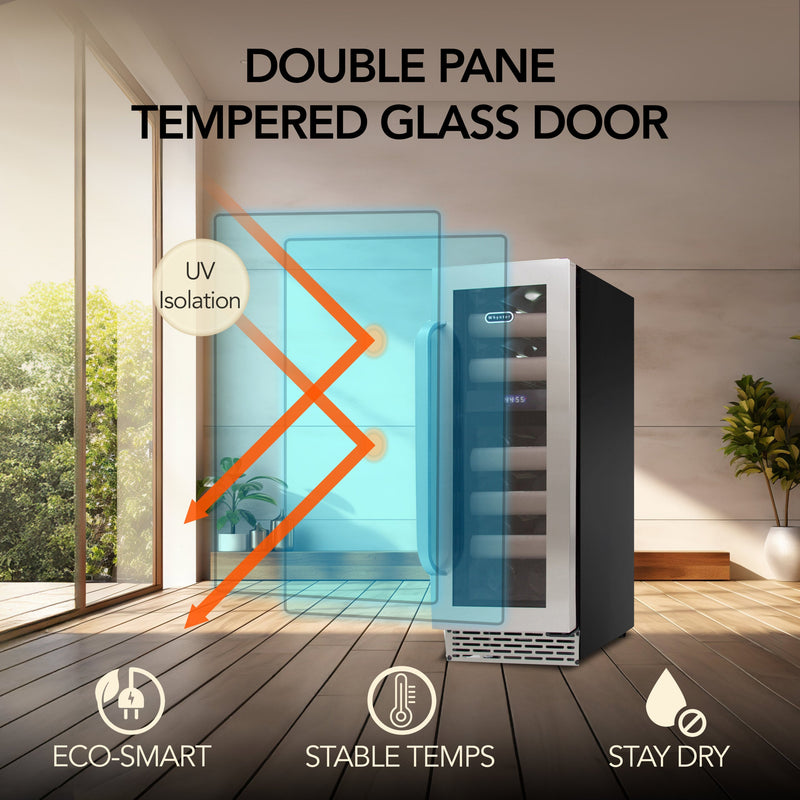 Whynter BWR‑171DS 17‑Bottle Dual Zone Built‑In Wine Cooler – Stainless Steel Trim, Compressor, Dual‑Zone Whynter